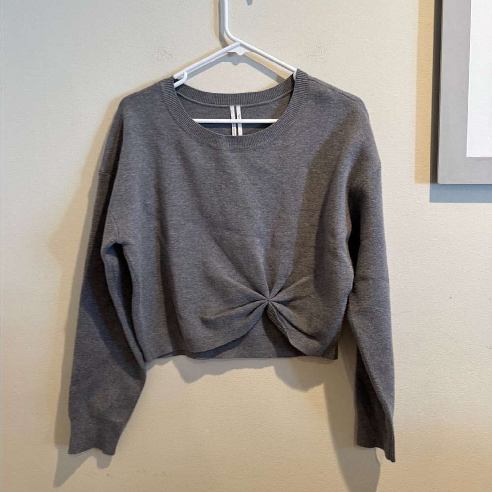 Anthropologie Gray Ribbed V-Neck Sweater